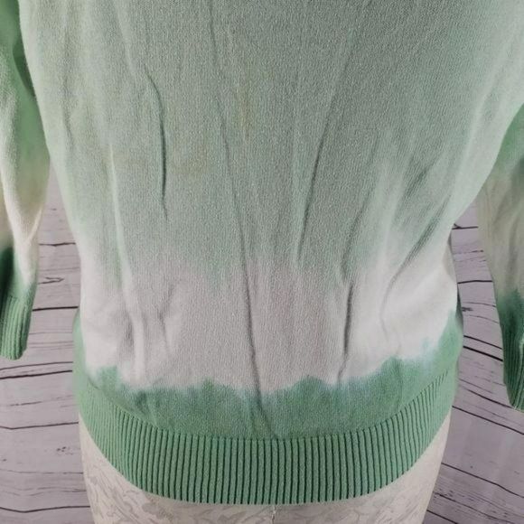 Jeanne Pierre Green Ombré Medium tie dyed‎ quarter sleeve Sweater - Picture 3 of 7